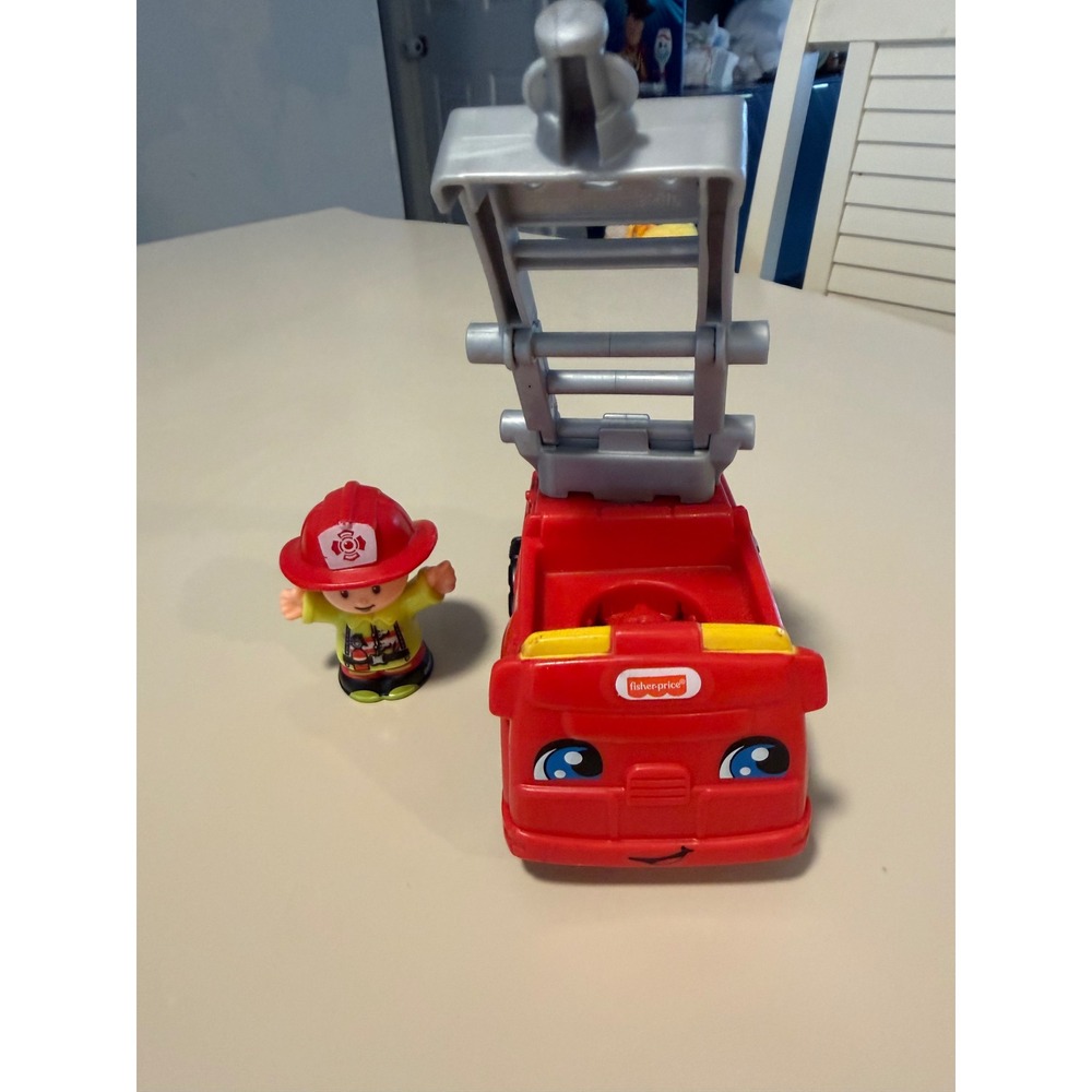Fisher Price Little People Fire Truck and Firefighter Figure Red Toy Vehicle